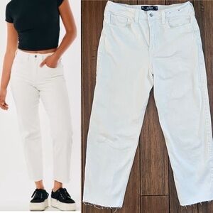 Hollister Ultra High Rise Vintage Straight White Denim Pants Jeans Ankle Raw 29